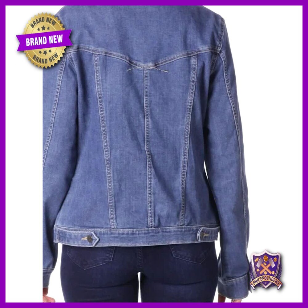 Classic Denim Jacket Stretch Polyester Blend Casu… - image 6